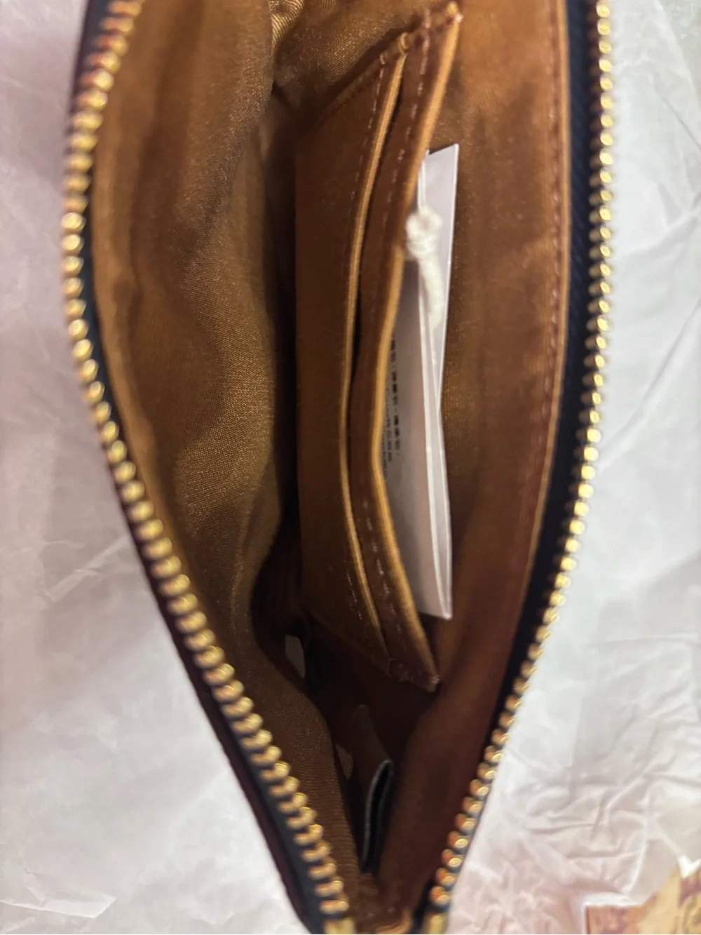 Coach Navy Black Textured Leather Zip Pouch with Gold Logo